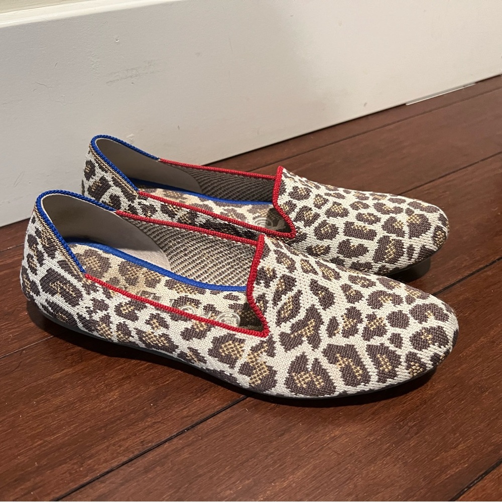 Rothy’s Loafers Mocha Spot - Leopard Print with Red Trim